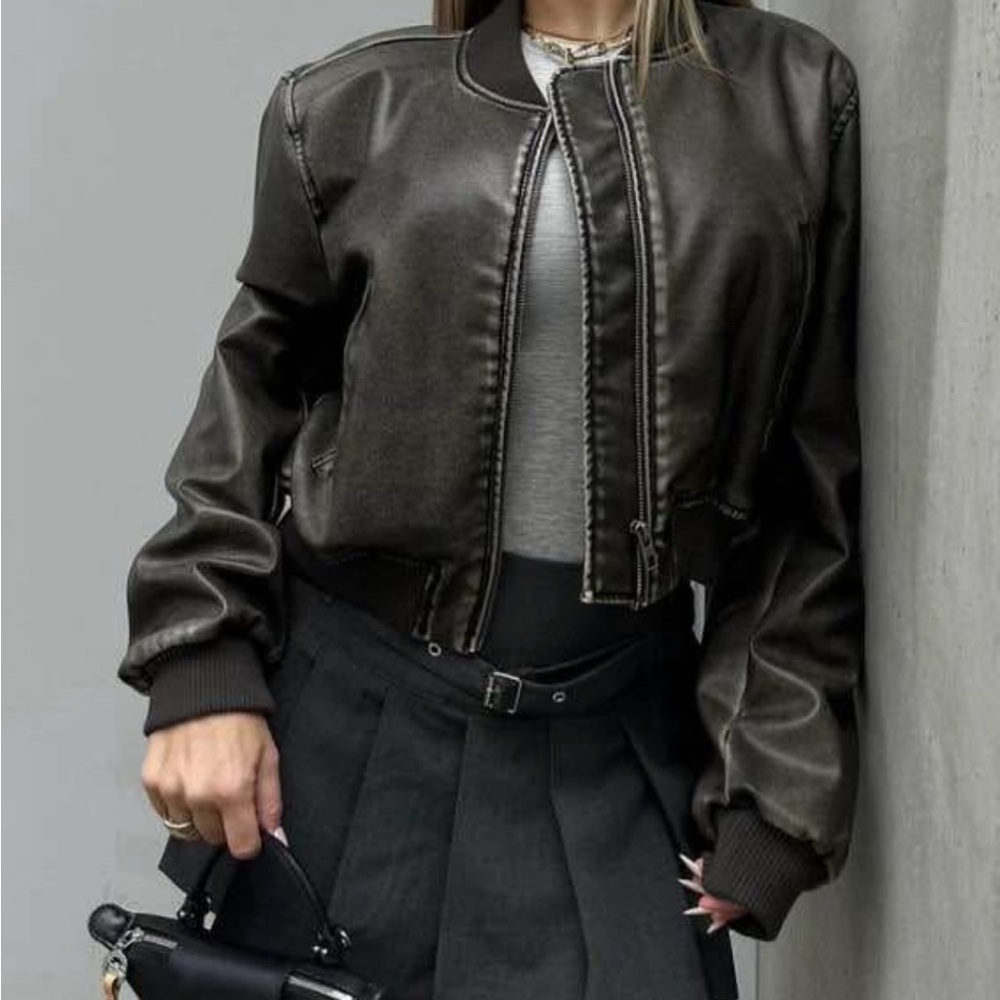 Zara Dark Brown Bomber Jacket